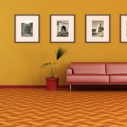 contemporary orange living room